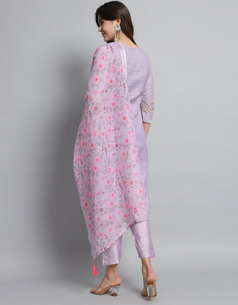 chic lavender linen cotton trendy fashioner linen cotton readymade suit collection with lavender rayon rt8932-184887 Side View
